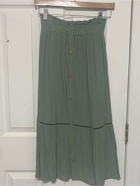 SO Olive Green Button-Front Maxi Skirt